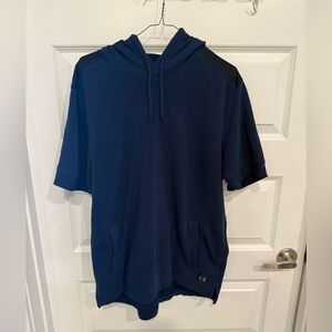 Under Armour Threadborne Navy Blue Short Sleeve Performance Hoodie